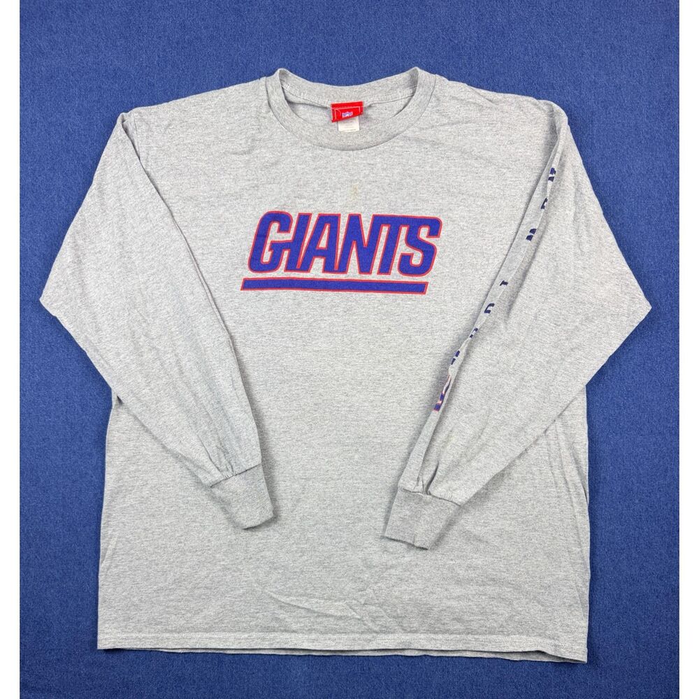 New York Giants NFL Men’s XL Gray Long Sleeve Shirt Sleeve Logo Spellout